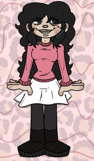 5. Flat-colored chibi, background image + drawn patterns