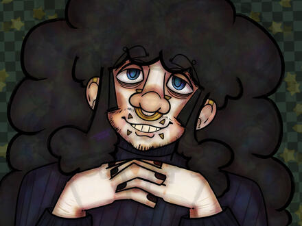 1. Detailed shaded bust, blurred JPEG collage background